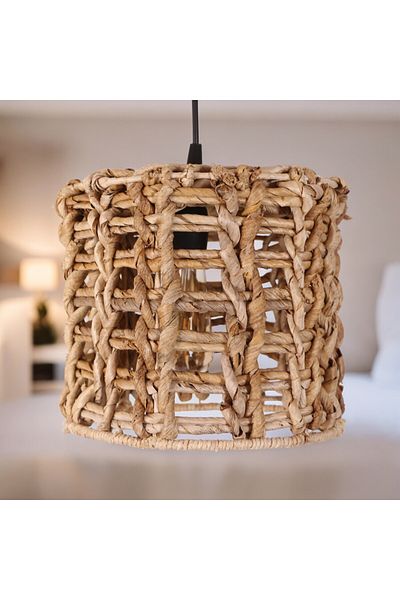 oceanpoint Scandinavian Beige Natural Pendant Lamp - 25x25cm Bohemian Design