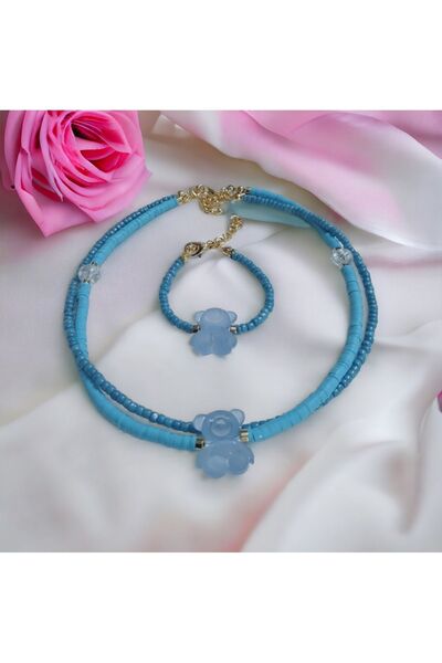 Denis Bujiteri Kız Çocuk Soft Ayıcık Fimo Ve Boncuk Ikili 35cm Uzatma Kolye V...