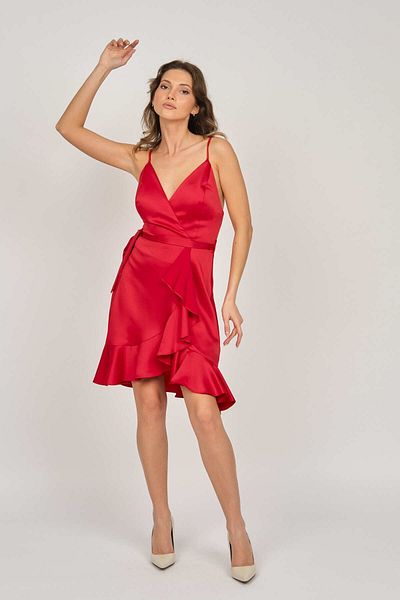 DORİDORCA Women's Strappy Short Evening Dress 5922020 Red