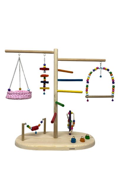 ADAPATİ PET Playground with Budgie, Complex, Love and Cockatiel Toy (Hammock Specify Color Option)