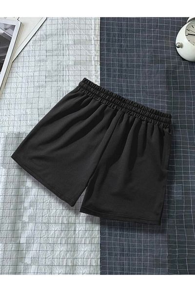 Mythologie Los Angeles SUA - Pantaloni scurți din bumbac pieptănat cu imprimeu negru, cu buzunare