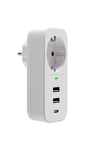ÇELİKWORK FTR017 3in1 Termal Akım Korumalı Çoklayıcı Priz 2 USB-A 1 PD Type-C 1 Soket 3680W