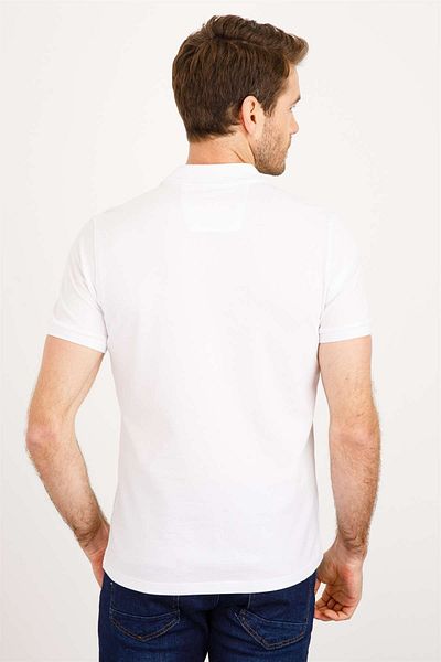 İgs Ανδρικό λευκό μπλουζάκι Modernfit / Slim Fit Polo Neck
