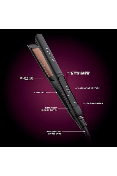 Revlon Hair straigtner, Copper Smooth Styler, LCD, 30 heat settings, 10s fast heat up- RVST2175