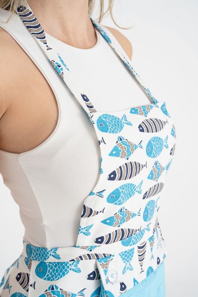 Enoteks Waterproof Kitchen Apron with Towel Blue