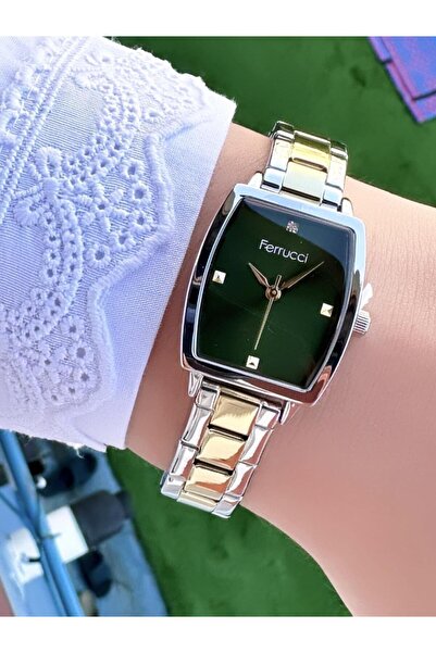 Ferrucci  ساعة يد نسائية مستطيلة بحبل معدني