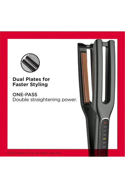 Revlon Double Hair Straightener, Copper Ceramic Plates, 2x Faster, Smart Heat Memory - RVST2204ARB