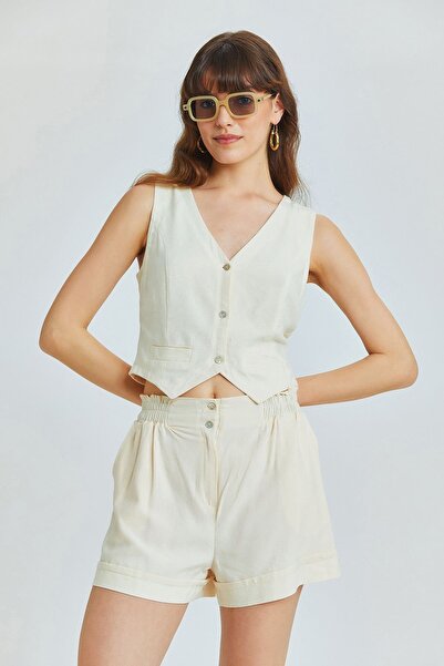 Clandestino Білі бавовняні жіночі шорти - з еластичними боками