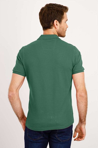 İgs Ανδρικό πράσινο μπλουζάκι Modernfit / Slim Fit Polo Neck T-shirt