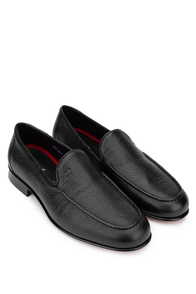 Tamer Tanca Genuine Leather Black Men's Loafer Shoes