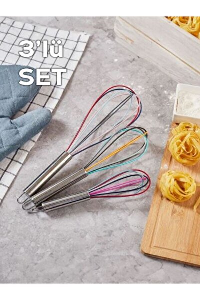 Veliday 3'lü Çırpıcı Seti - Metal Saplı Silikon Uçlu Kendinden Askılı