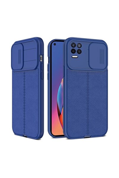 Fibaks Oppo A54 Uyumlu Kılıf Sürgülü Kamera Korumalı Deri Görünümlü Leke Tutmaz Kapak