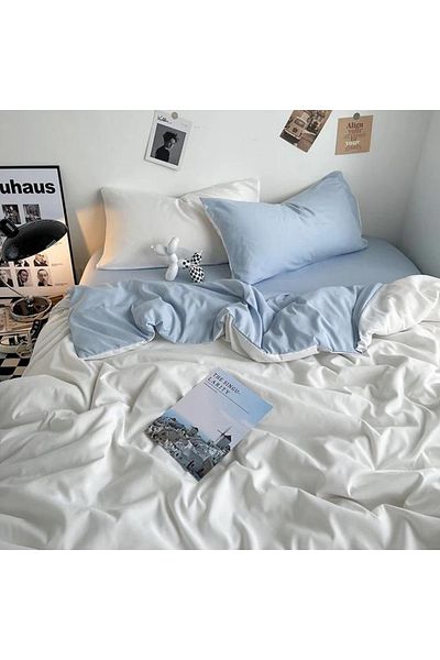 Prime Sleeks Set cuvertură dublă - 100% bumbac, 200x220cm, cearșaf de pat și cuvertură de pat din bumbac Colormix
