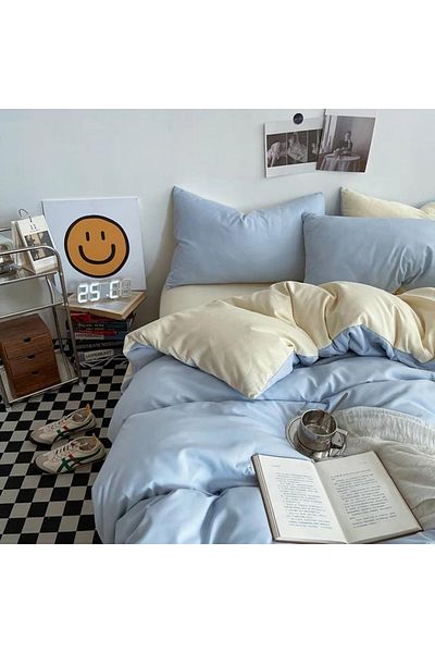 Prime Sleeks Set cuvertură dublă - 100% bumbac, 200x220cm, cearșaf de pat, husă de pilota din bumbac Colormix