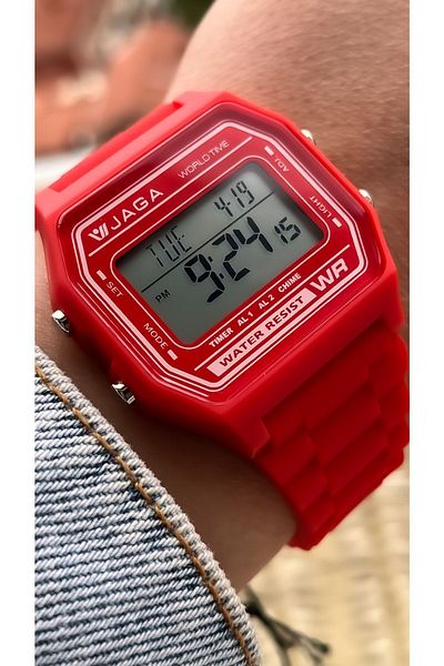 Jaga Red Silicone Band, Waterproof (Suitable for Pool, Marine Use) Digital Women's Wristwatch