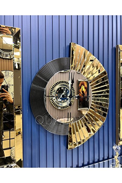 QUAL 70 cm Çapında Gold Aynalı Yelpaze Saat