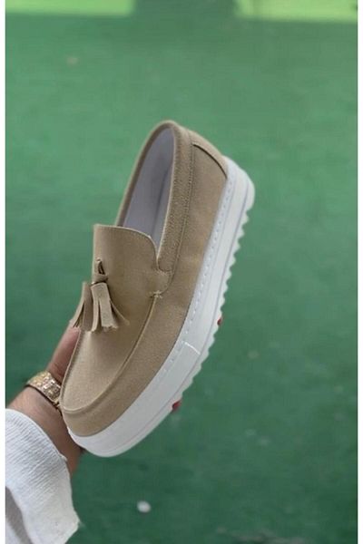 NO 601 Loafer de vară cu ciucuri bej pentru bărbați - pantofi ușori casual