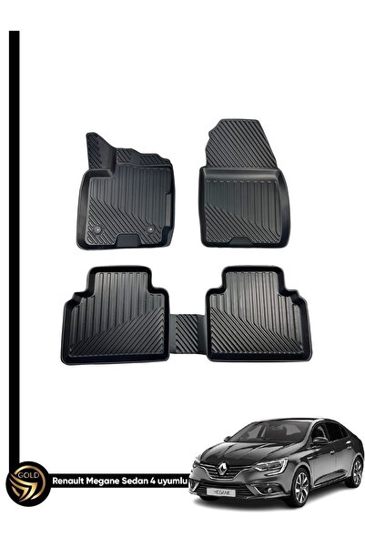 Black Gold Renault Megane 4 Sedan Araca Özel 3D Kauçuk Oto Paspas Sonne