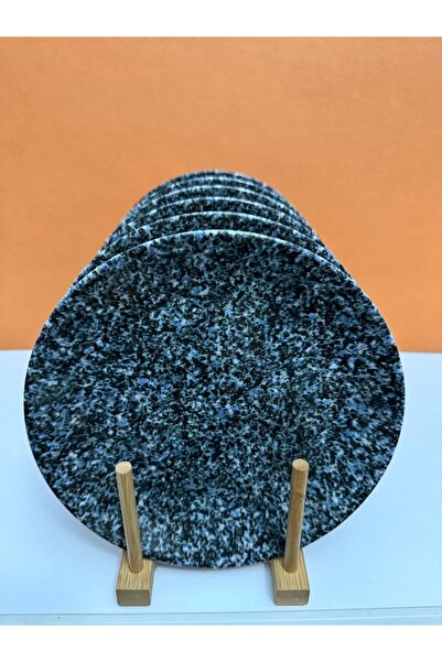 Kütahya Porselen طبق حلوى من سلسلة كورندون أسود منقوش 21 سم، عبوة من 6 قطع