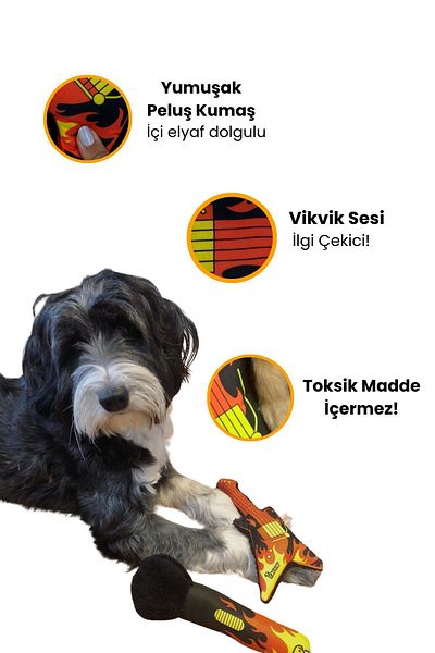 Havhav Dog Plush Toy Set: Guitar and Microphone Dog Tug Toys Dog Accessories