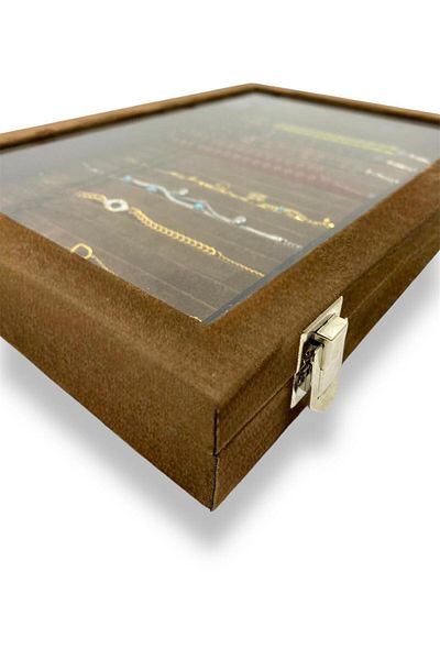 DİJİTAL ÇARŞI MAĞAZACILIK Чанта за молитвени мъниста Richbox - Кутия за гривна и верижка от кафява алкантара