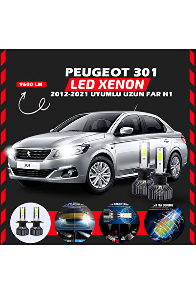 SHOOPLAA Peugeot 301 2012-2021 Uzun Far Uyumlu Şimşek Etkili Led Xenon Pro Se...