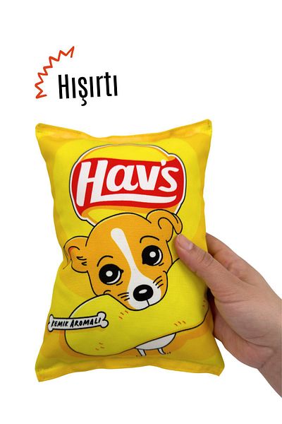 Havhav Hav's Plush Chips Rustle Sound Dog Toy Chips Shaped Sounding Dog Play Companion