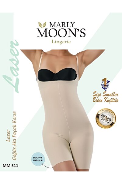 MARLY MOON'S Kadın Ten Rengi Lazer Kesim Göğüs Altı Paçalı Korse: Beden Küçül...