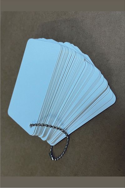 Örün Matbaa Pure White Flash Information Card with Metal Chain - 1 Piece 50 Sheets Packed