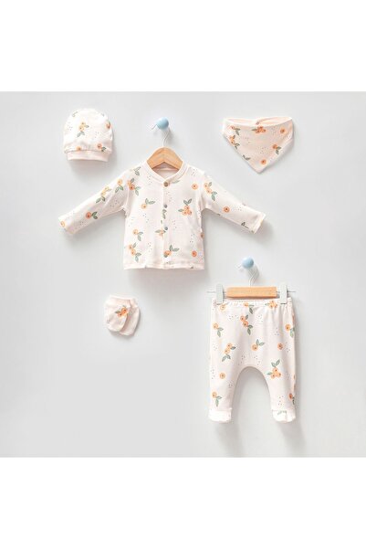 Tiny World طقم بدلة خروج من المستشفى مكونة من 5 قطع بنمط اليوسفي الطبيعي للجنسين