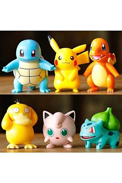 hediyeconcepti Pokemon Rakamlar Anime Modeli 6 Stilleri Pikachu Charmander Psyduck Squirtle Jigglypuff Bulbasaur