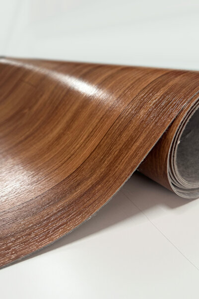 SNORDU Keçeli Kalın - Yer Döşemesi Mineflo Pvc Zemin Kaplama Koyu Kahve Ahşap Desen 100*300 CM