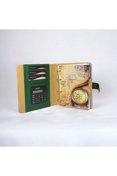 Kerem ofis Thermo Leather Lined Organizer - Timeless Agenda with Calculator, Undated Notebook