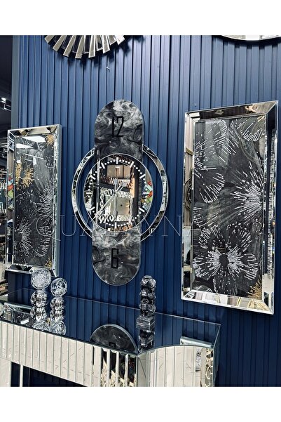 QUAL 3’li Gümüş Renk Kupa Saat ve 40*90 cm Tablolar Seti