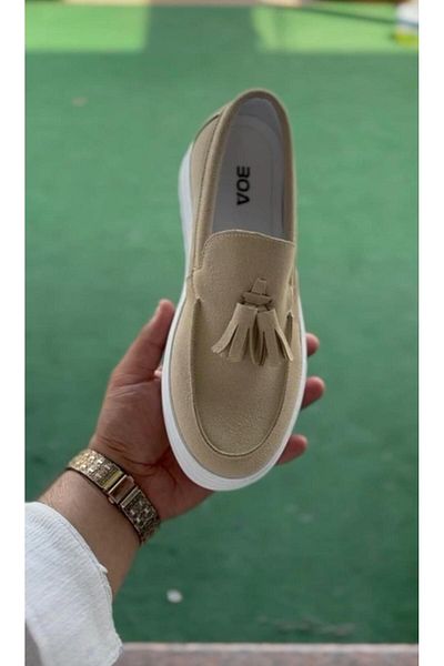 NO 601 Loafer de vară cu ciucuri bej pentru bărbați - pantofi ușori casual