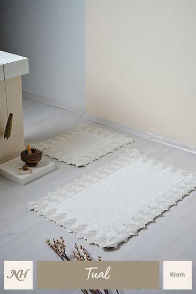 Nazik Home Tulle Embroidered 2-Piece (60 X 100 Cm) Bathroom Mat Set