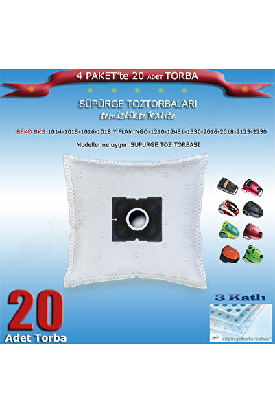 Beko BKS 1014-1015-1016-1018 Y-1210-1245-1330-2016-2018-2123-2230 Σακούλα σκόνης ηλεκτρικής σκούπας 20 τεμάχια 200120