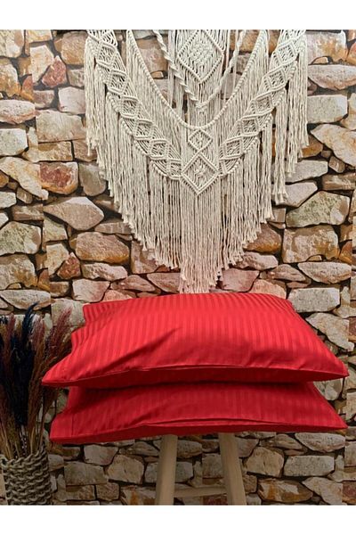 EVYA   Red Luxury Hotel Series 2-Piece 50X70Cm Pillow Case Striped Silk Texture