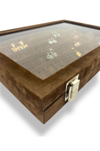 DİJİTAL ÇARŞI MAĞAZACILIK Комплект колиета Richbox Alcantara Brown - Кутия за обеци