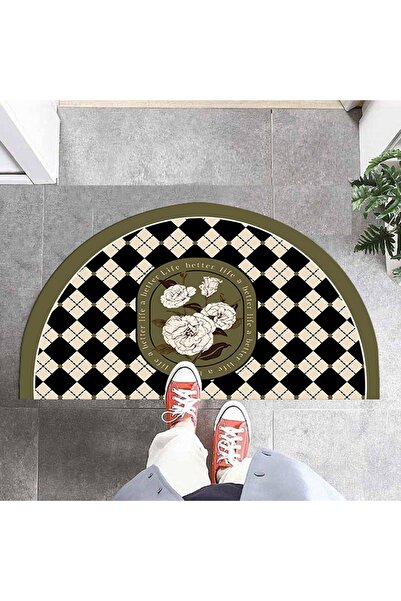 Else Halı Desenli Dekoratif Modern İç ve Dış Yarım Ay Kapı Önü Paspası