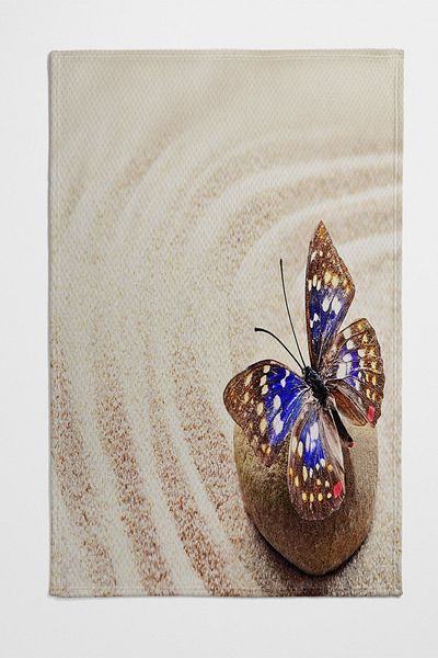 Else Dekor Blue Butterfly Yellow Beach Σετ Πικέ κουβερλί με μοτίβο μονό
