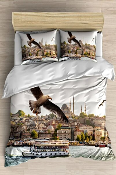 Else Halı Else Istanbul Vapur Deniz 3d Desenli Çift Kişilik Nevresim Takımı