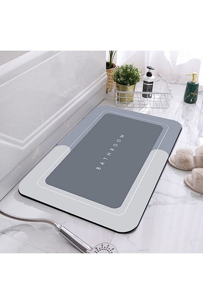 Else Dekor Μοκέτα μονό χαλάκι μπάνιου Else Grey Bathroom με μοτίβο που πλένεται αντιολισθητική βάση