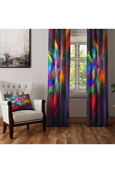 Else Halı Renkli Neon Işıklar 3d Dekoratif Modern Fon Perde