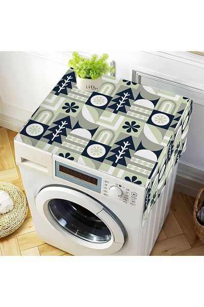 Else Dekor Husă pentru uscător de vase și mașină de spălat cu model arbore verde bleumarin - 60x140cm