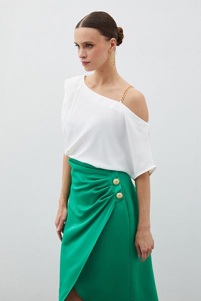 Sateen Μπλούζα ECRU Casual Off Shoulder