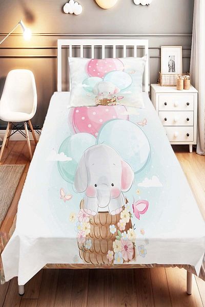 Else Dekor Fox Patterned Elephant Children's and Baby's Bedspread - Decorative