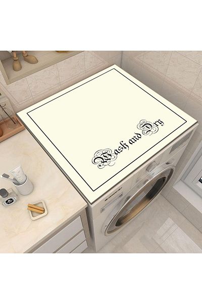 Else Dekor Cream Dryer Washing Machine Cover Protection Mat Liquid Proof Non-Slip Washable