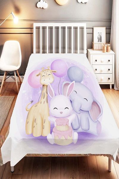 Else Dekor Balloon Animals Patterned Colorful Children's and Baby's Bedspread