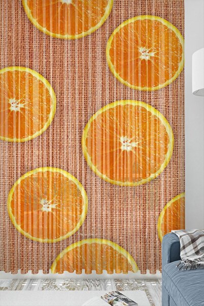 Else Halı Karısık Meyveler Desenli Dekoratif Modern Mutfak Tül Fon Perde